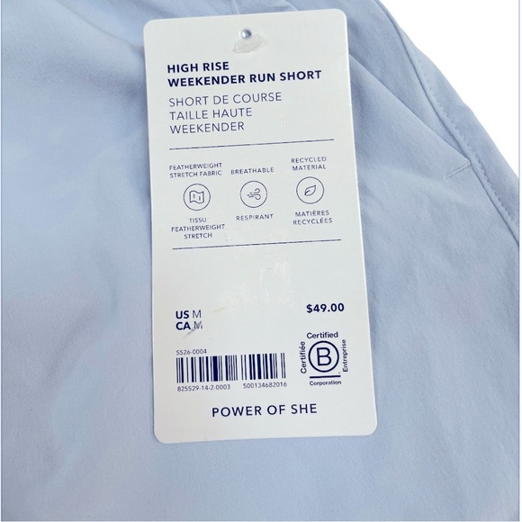 Athleta High Rise Weekender Run Short. Gossamer Blue M NWT - Picture 7 of 10
